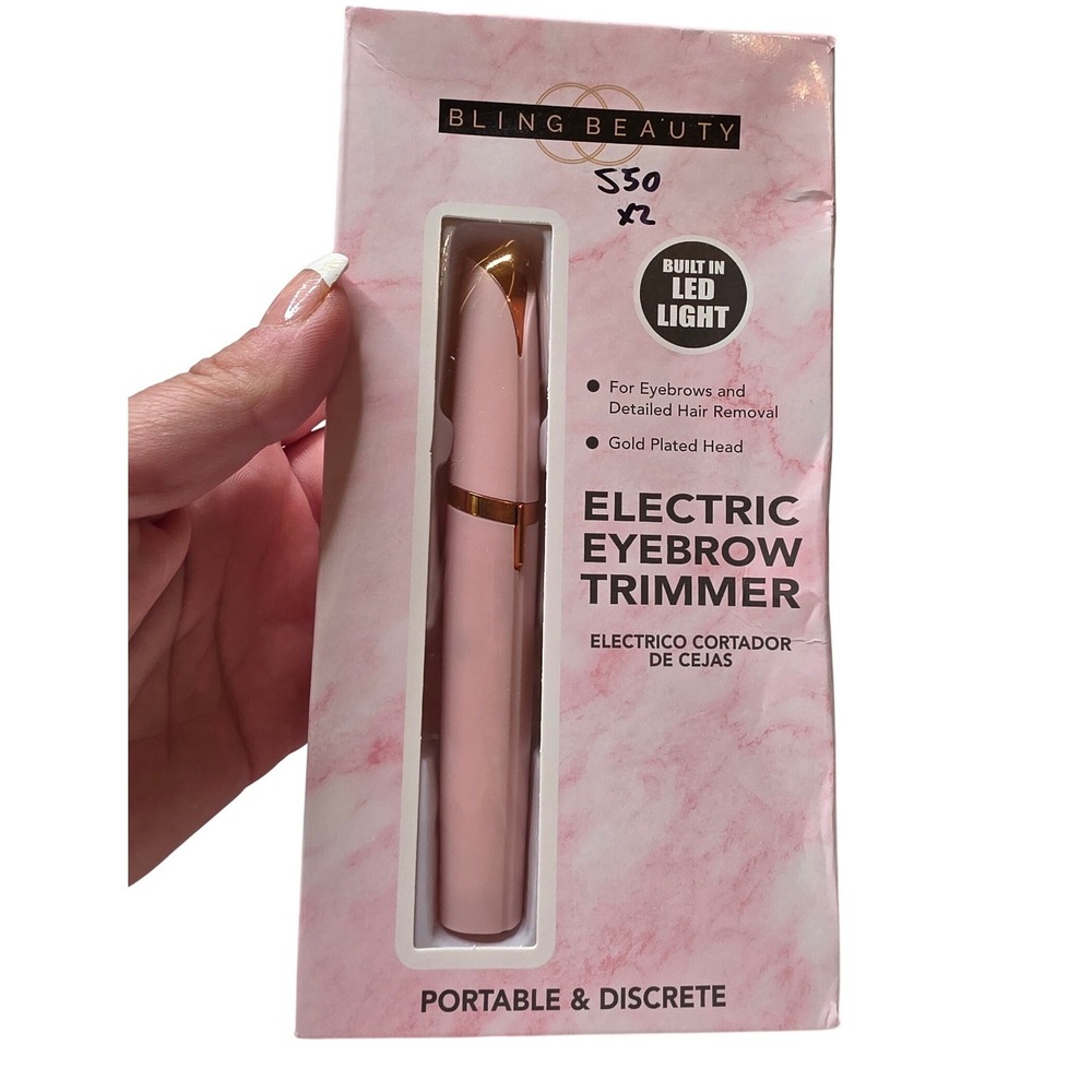 Bling‎ Beauty Electric Eyebrow Trimmer Gold Plated Head LED Light Pink BB-1081